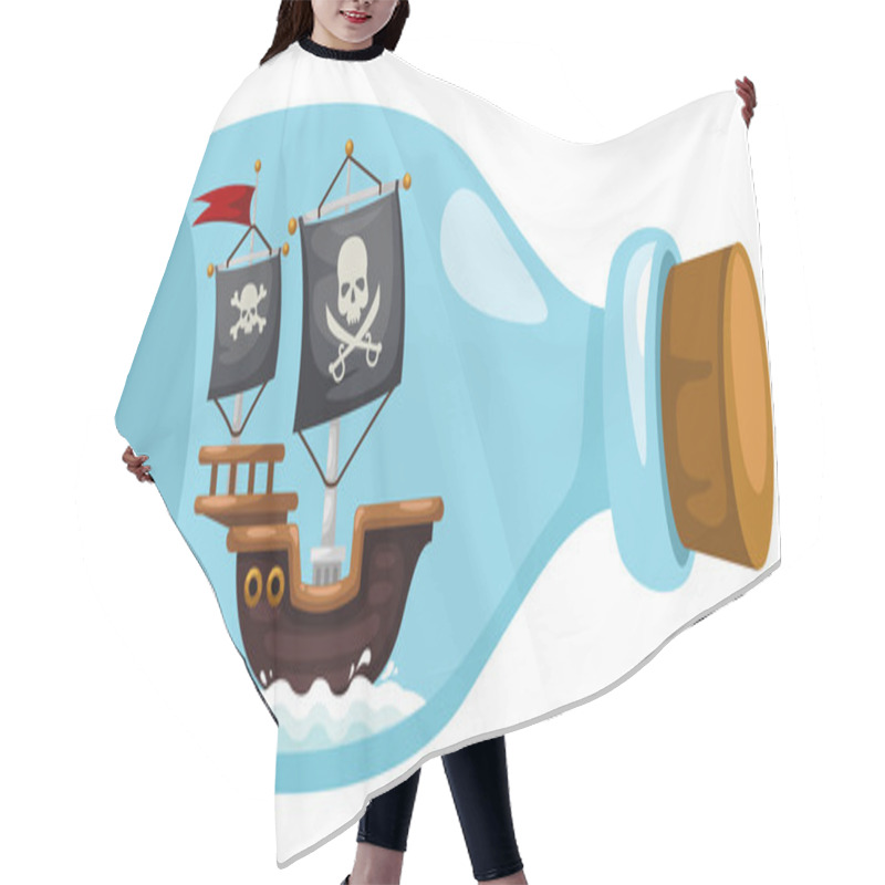 Personality  Pirate Ship In Bottle Hair Cutting Cape