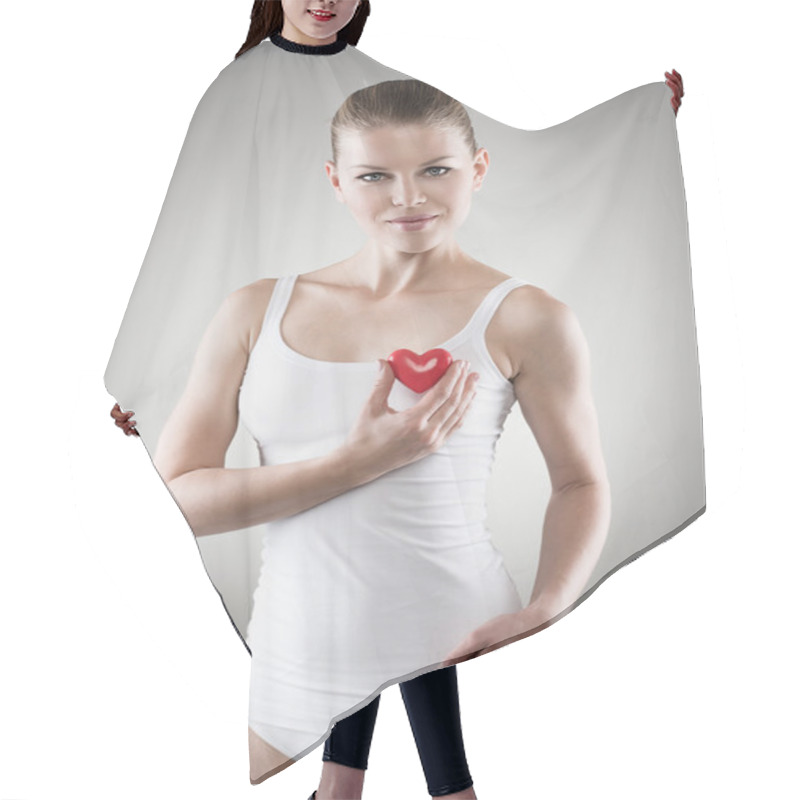 Personality  Woman With Heart Shape Hair Cutting Cape