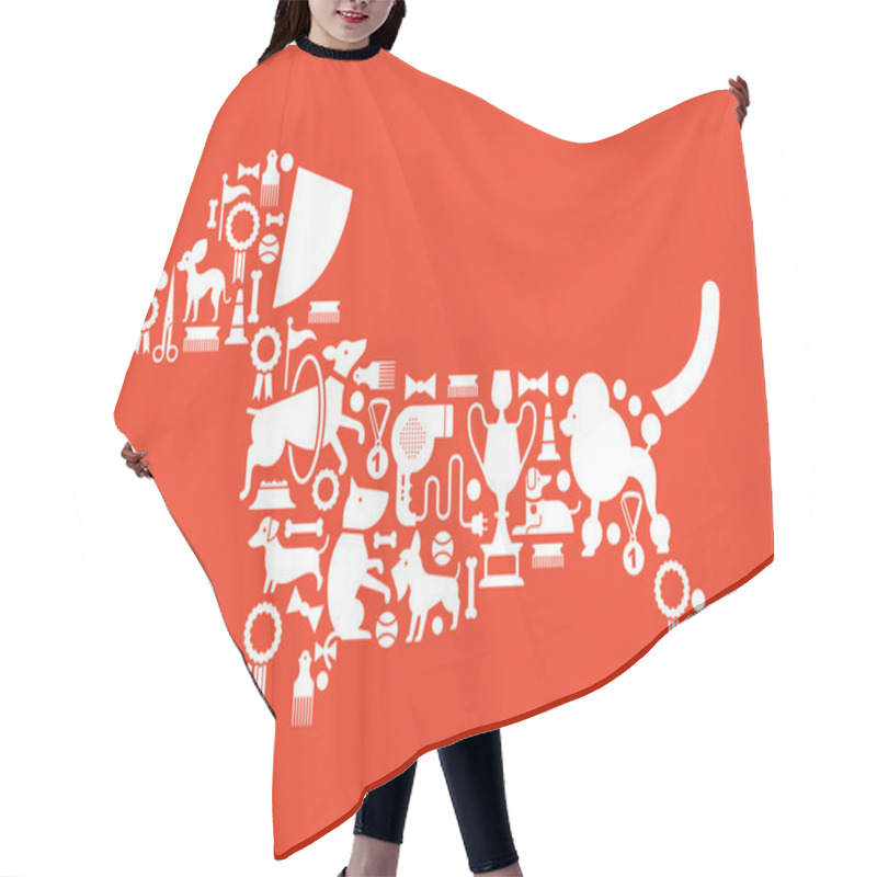 Personality  Composition With Dog Show Silhouettes Hair Cutting Cape