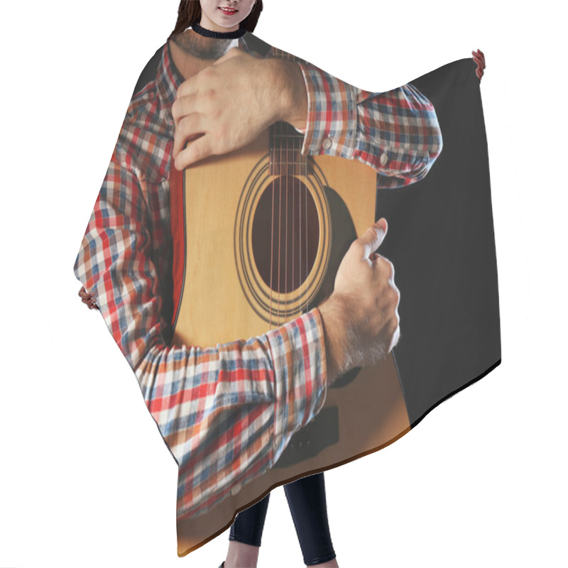 Personality  Young Man With Guitar  Hair Cutting Cape