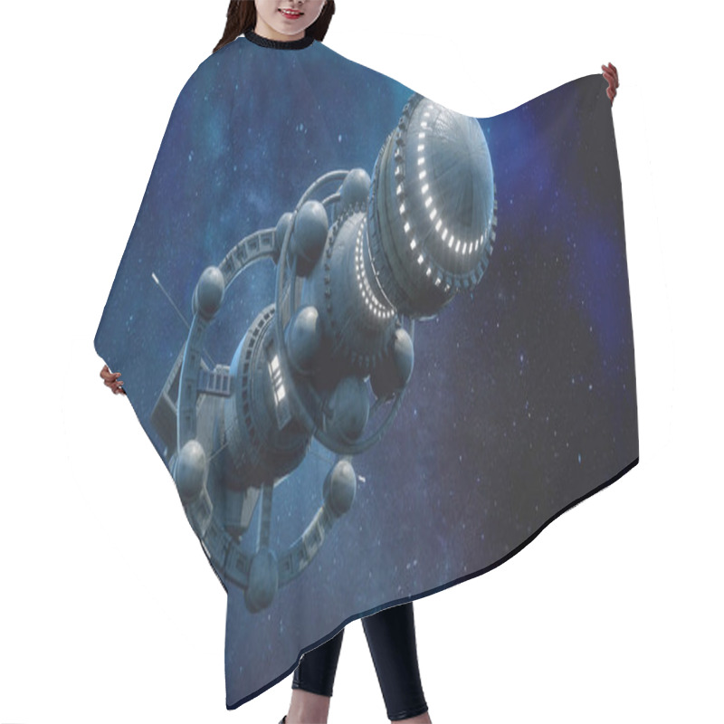 Personality  3d Render. Alien Spaceship Concept Hair Cutting Cape