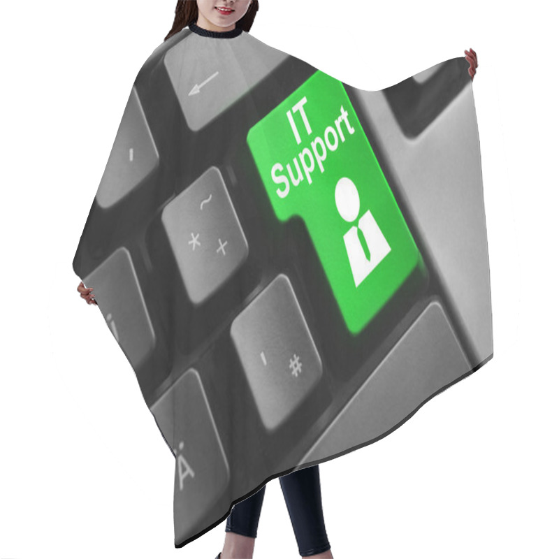 Personality  Keyboard Green Button It Support Symbol Hair Cutting Cape