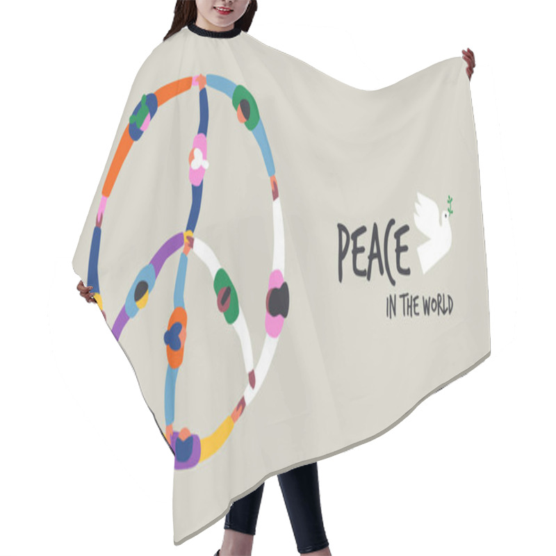 Personality  Colorful Diverse People Group Holding Hands Together In Big Round Circle Form The Symbol Of Peace And Love. Flat Art Vector Banner Illustration To Celebrate The Ideals Of Peace, Respect, Non-violence And Cease-fire Hair Cutting Cape