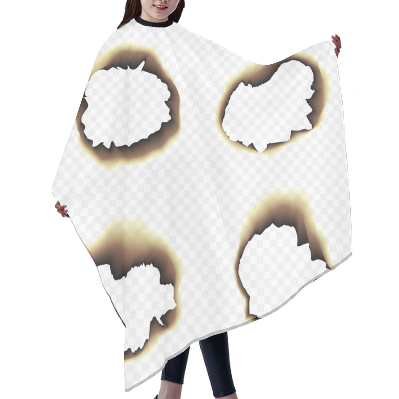 Personality  Burnt Scorched Paper Hole Vector Illustration On Transparent Background Hair Cutting Cape