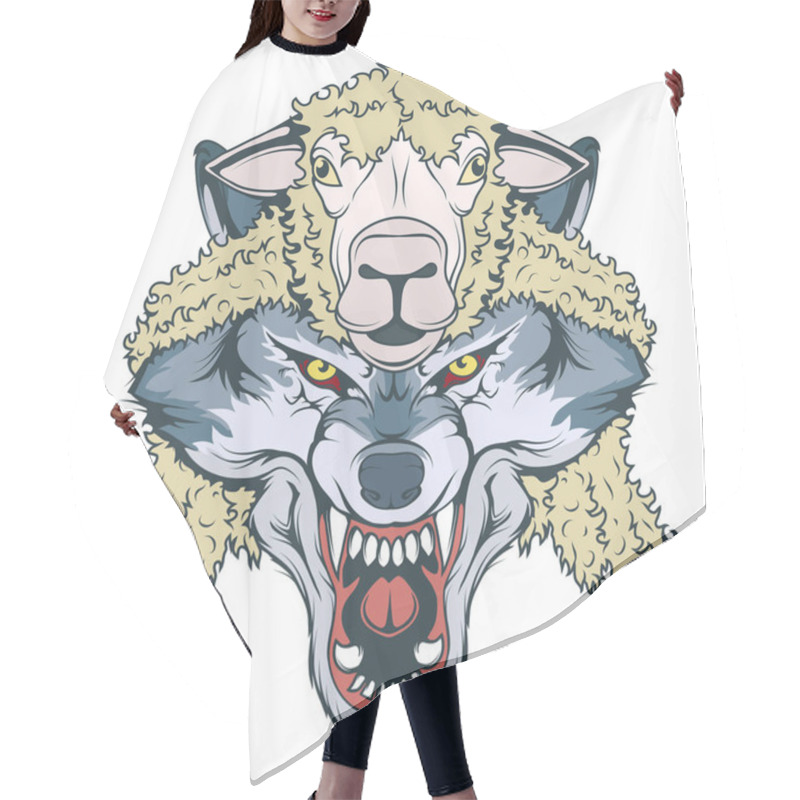 Personality  Wolf In Sheep's Clothing, Wolf Mascot. Vector Graphic To Design Hair Cutting Cape