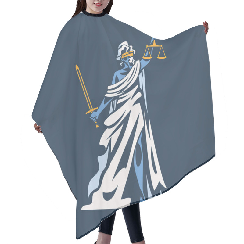 Personality  Themis As Ancient Greek Goddess And Lady Justice With Blindfold Holding Scales And Sword Vector Illustration Hair Cutting Cape