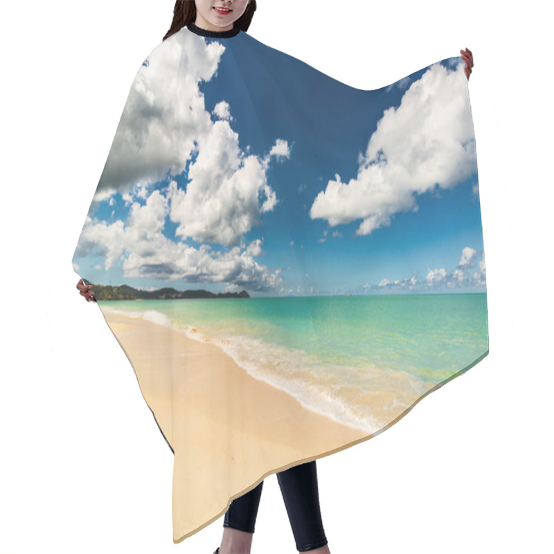 Personality  Caribbean Beach With White Sand, Deep Blue Sky And Turquoise Water Hair Cutting Cape