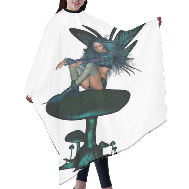 Personality  Turquoise Fairy Sitting On A Toadstool Hair Cutting Cape