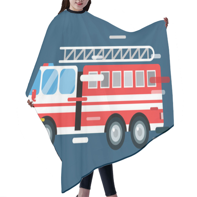 Personality  Fire Truck Car Isolated Vector Cartoon Silhouette Hair Cutting Cape