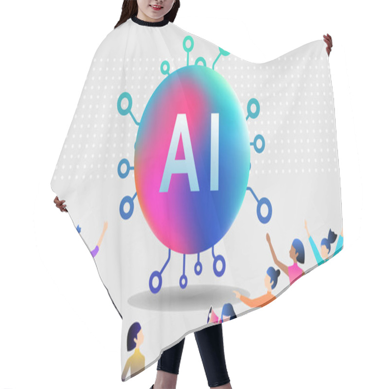 Personality  AI Technology Innovative Applications Vector Infographic. Artificial Intelligence, Machine Learning, Data Science And Cognitive Computing Concept. Hair Cutting Cape