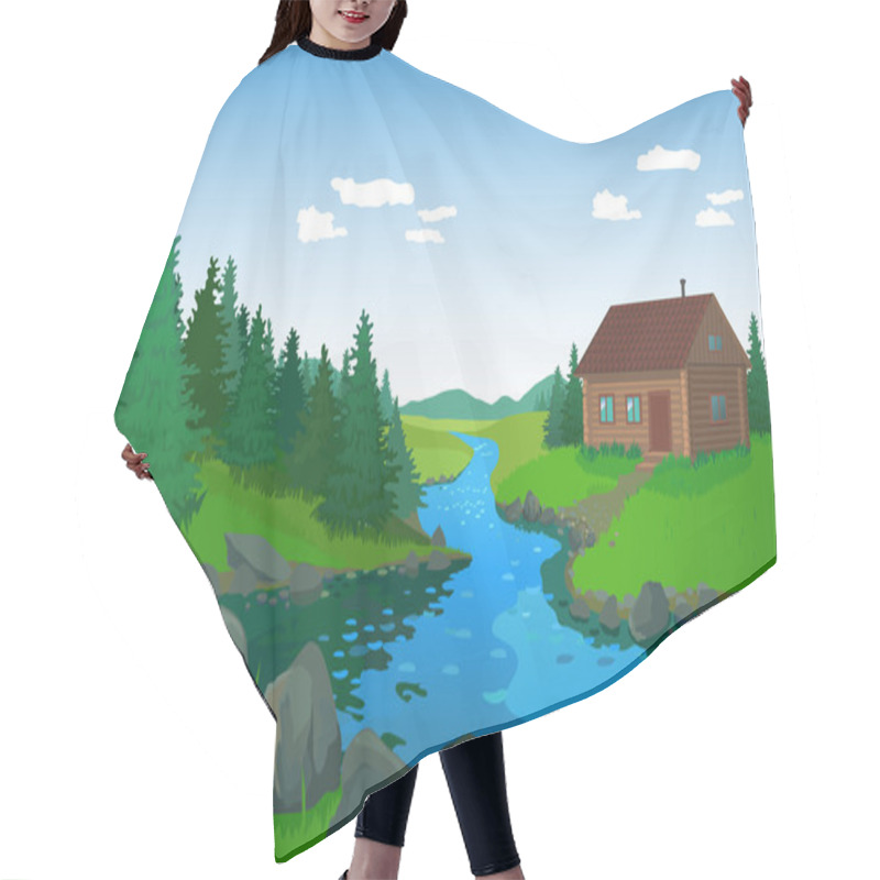 Personality  Beautiful Landscape With River Hair Cutting Cape