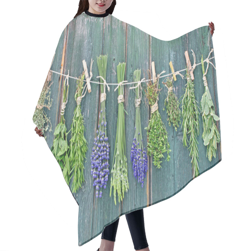 Personality  Lavender Flowers On A Wooden Background Hair Cutting Cape