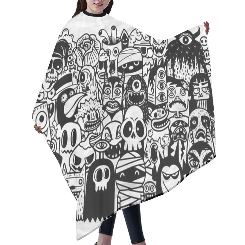 Personality  Vector Hand Drawn Doodle Cartoon Set Of Objects And Symbols On T Hair Cutting Cape