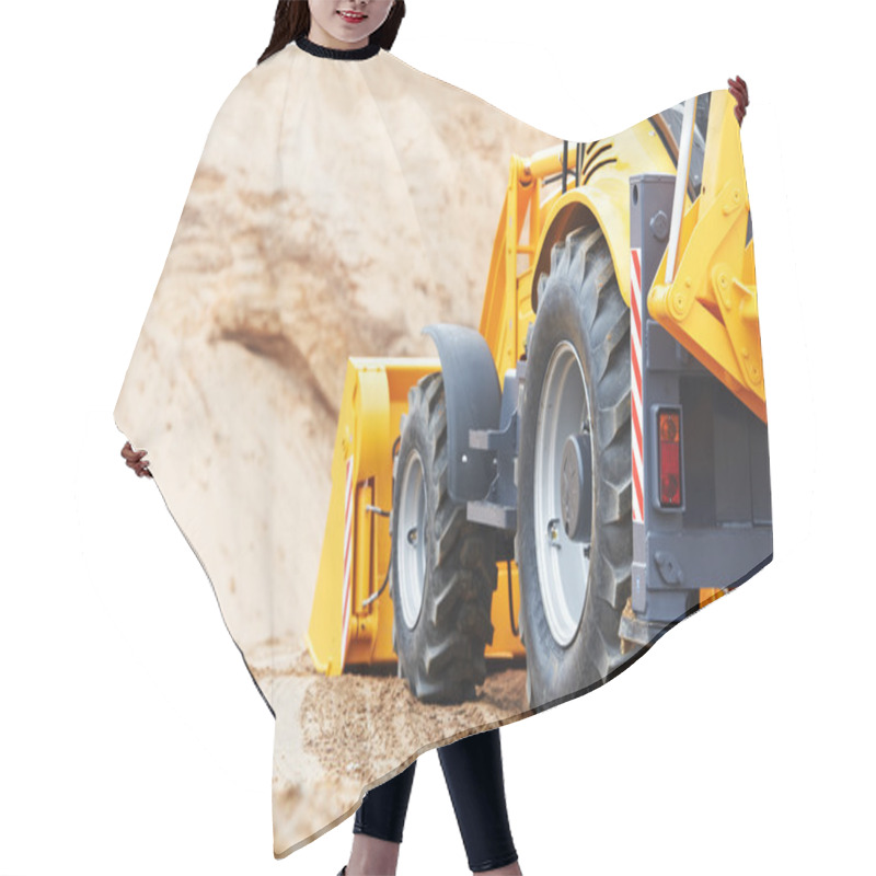 Personality  Excavator Loader At Earth Moving Works Hair Cutting Cape