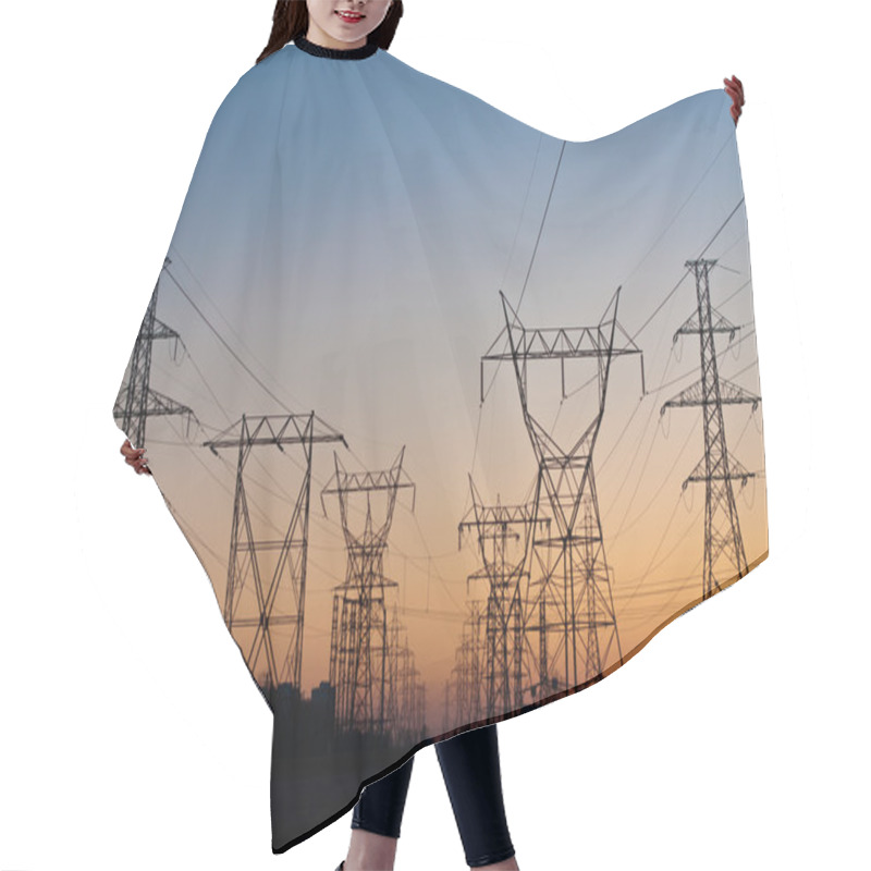 Personality  Electrical Transmission Towers (Electricity Pylons) At Sunset Hair Cutting Cape