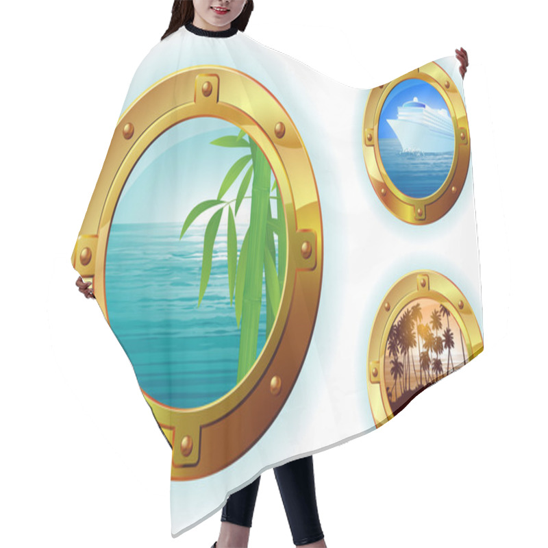 Personality  Cruise Liner Window. Hair Cutting Cape