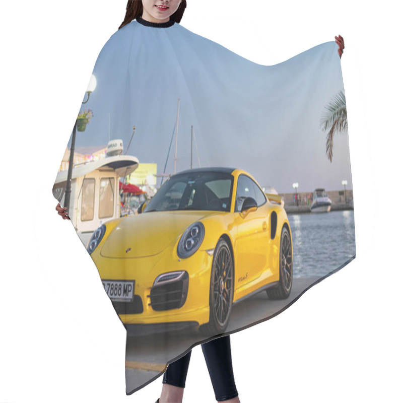 Personality  Yellow Porsche 911 Turbo S At Sunset Hair Cutting Cape