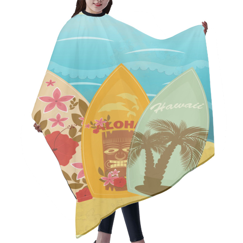 Personality  Surfboards On The Beach Hair Cutting Cape