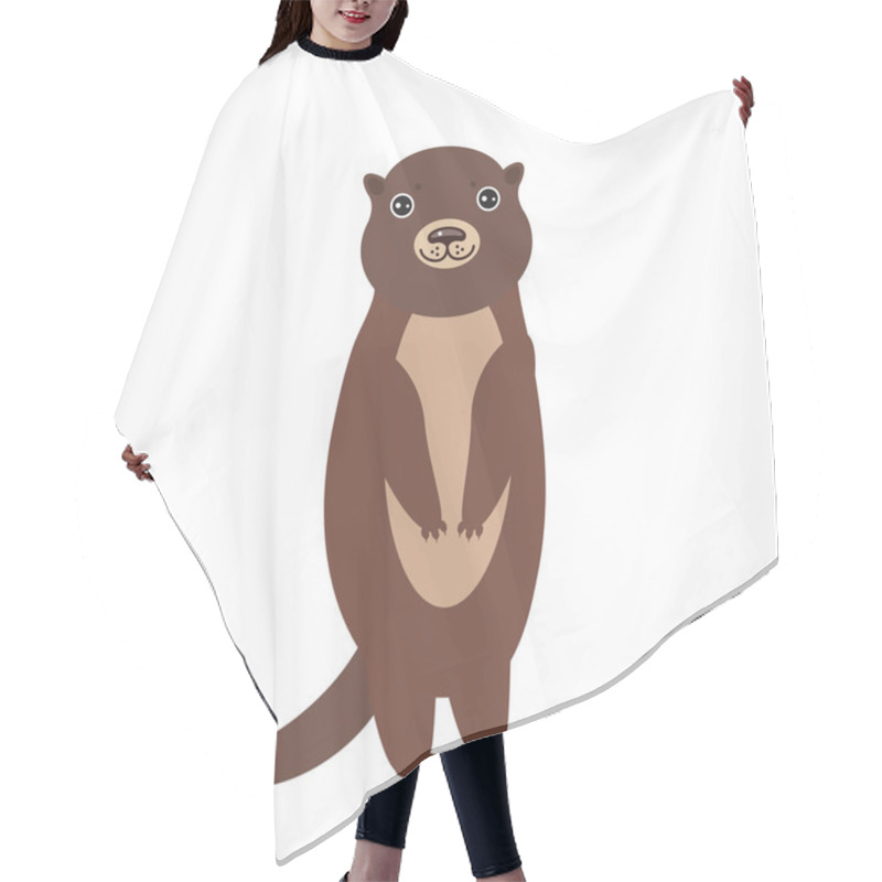 Personality  Funny Brown Otter On White Background. Kawaii. Vector Illustration Hair Cutting Cape