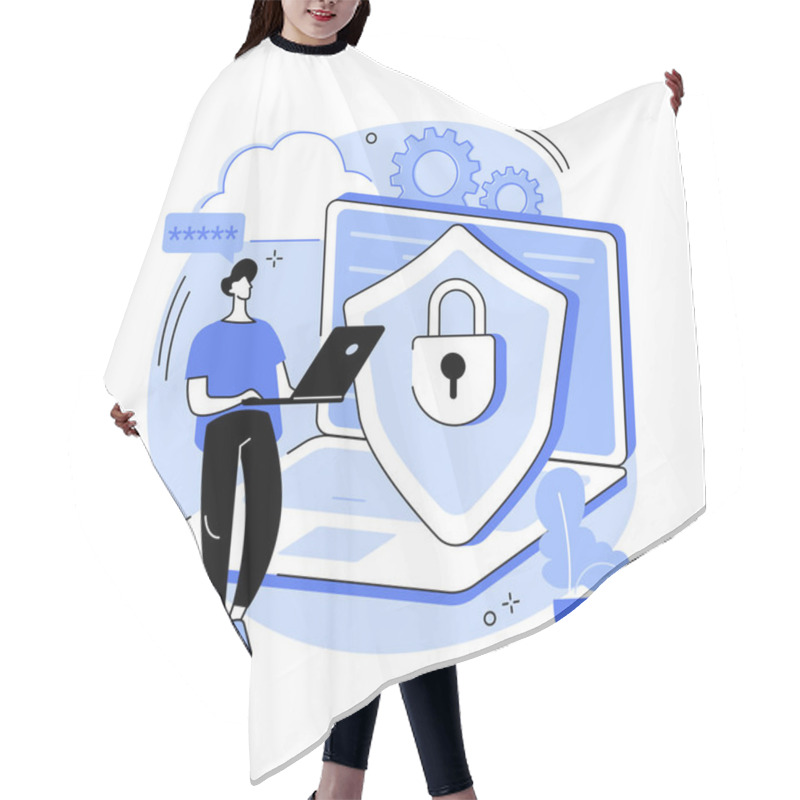 Personality  Cyber Security Software Abstract Concept Vector Illustration. Hair Cutting Cape