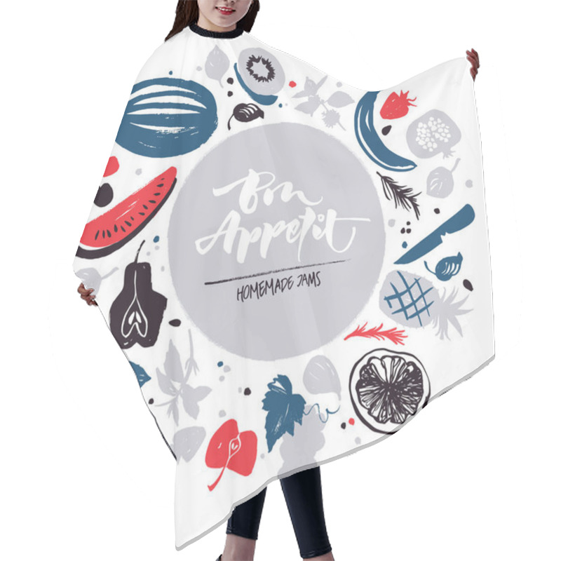 Personality  Jam Labels Template. Fruit Silhouettes   Hair Cutting Cape