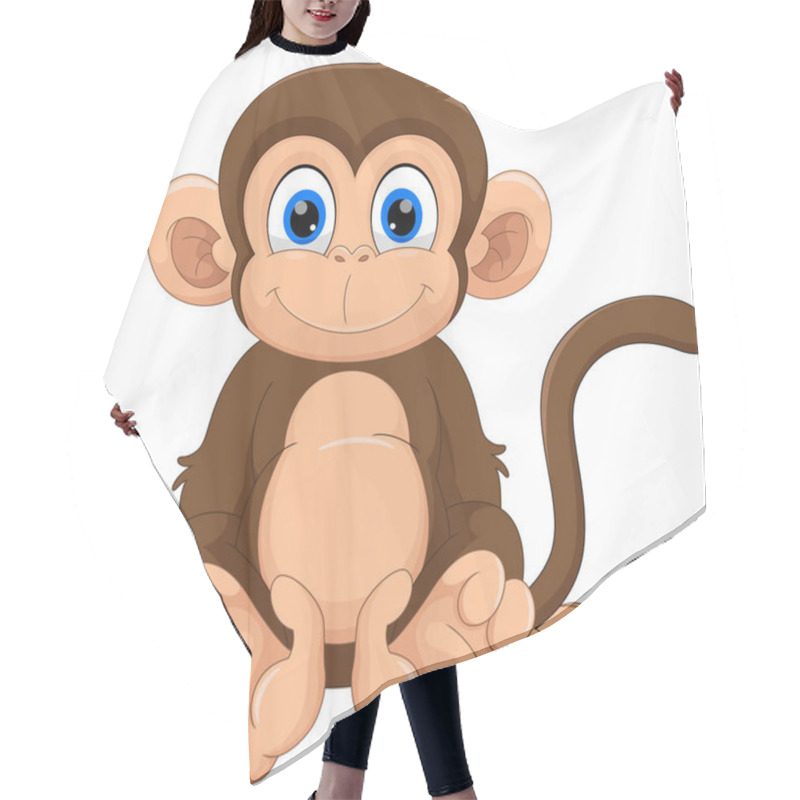 Personality  Cute Monkey Cartoon Isolated On White Background Hair Cutting Cape