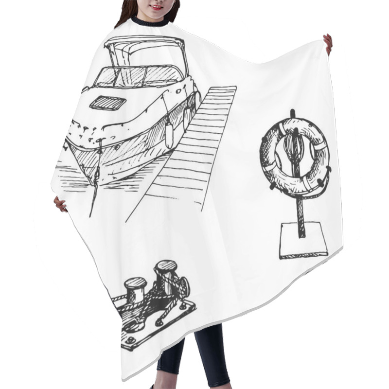 Personality  Boat And Life Buoy Hair Cutting Cape