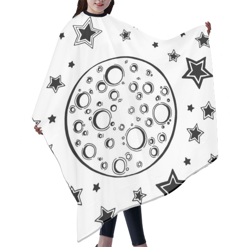 Personality  Night Sky Illustration. Moon And Stars Hand Drawn Vector Illustration.  Hair Cutting Cape