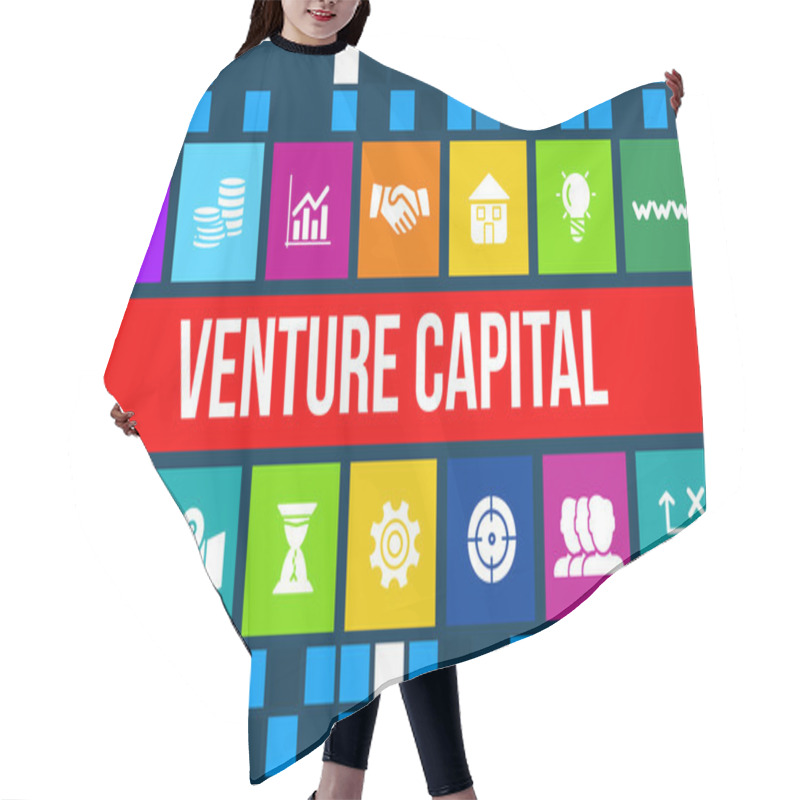 Personality  Venture Capital  Concept Image With Business Icons And Copyspace. Hair Cutting Cape