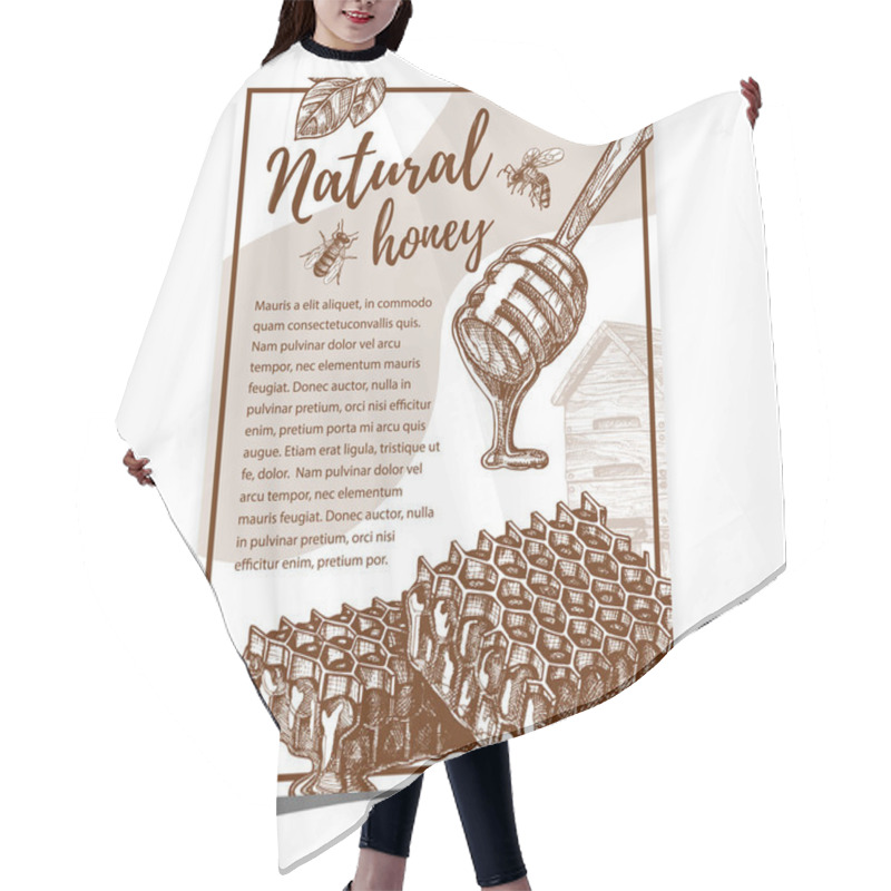 Personality  Honeycomb And Wooden Dipper Stick Poster Vector hair cutting cape