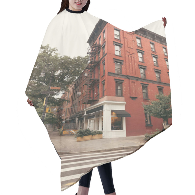 Personality  Corner Of Brick Building On Urban Street In New York City At Daytime  Hair Cutting Cape