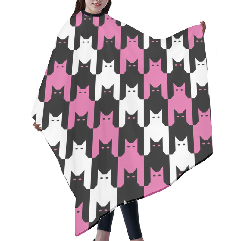 Personality  CatsTooth Pattern In Magenta, Black And White. Hair Cutting Cape