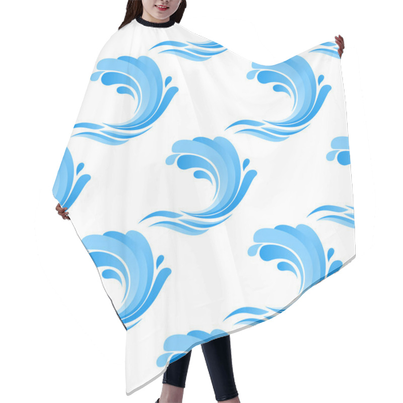 Personality  Seamless Pattern Of Blue Curling Waves Hair Cutting Cape