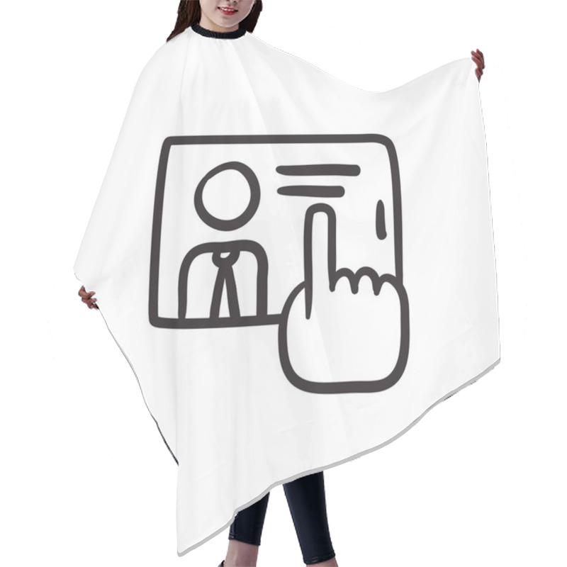 Personality  Hand Touching Screen Sketch Icon. Hair Cutting Cape