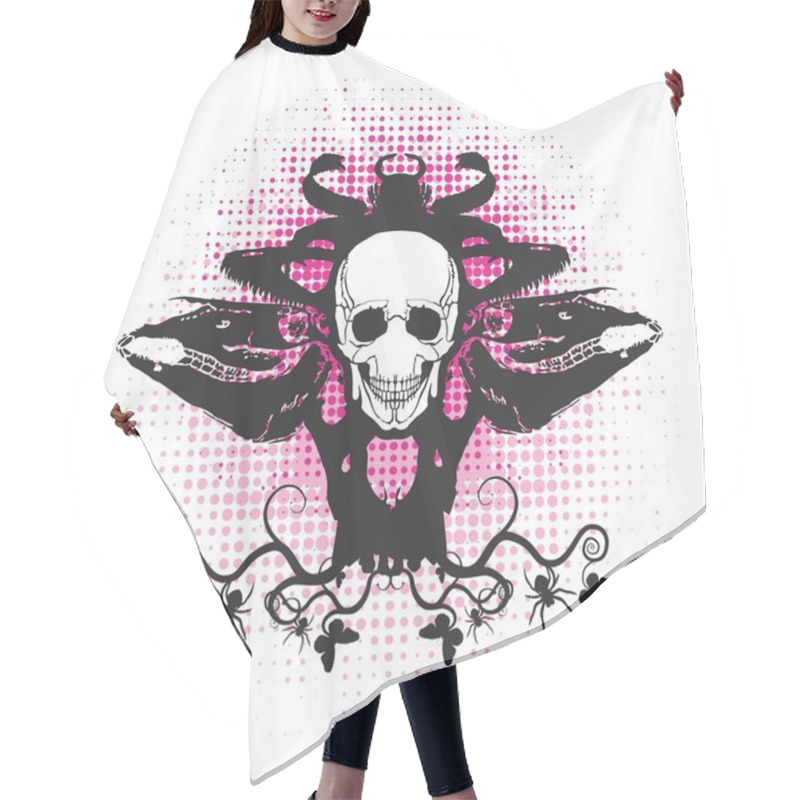 Personality  Symmetrical Composition With A Skull Hair Cutting Cape