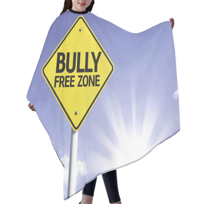 Personality  Bully Free Zone Road Sign Hair Cutting Cape