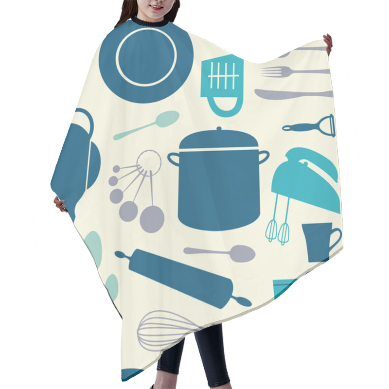 Personality  Seamless Kitchen Pattern Hair Cutting Cape