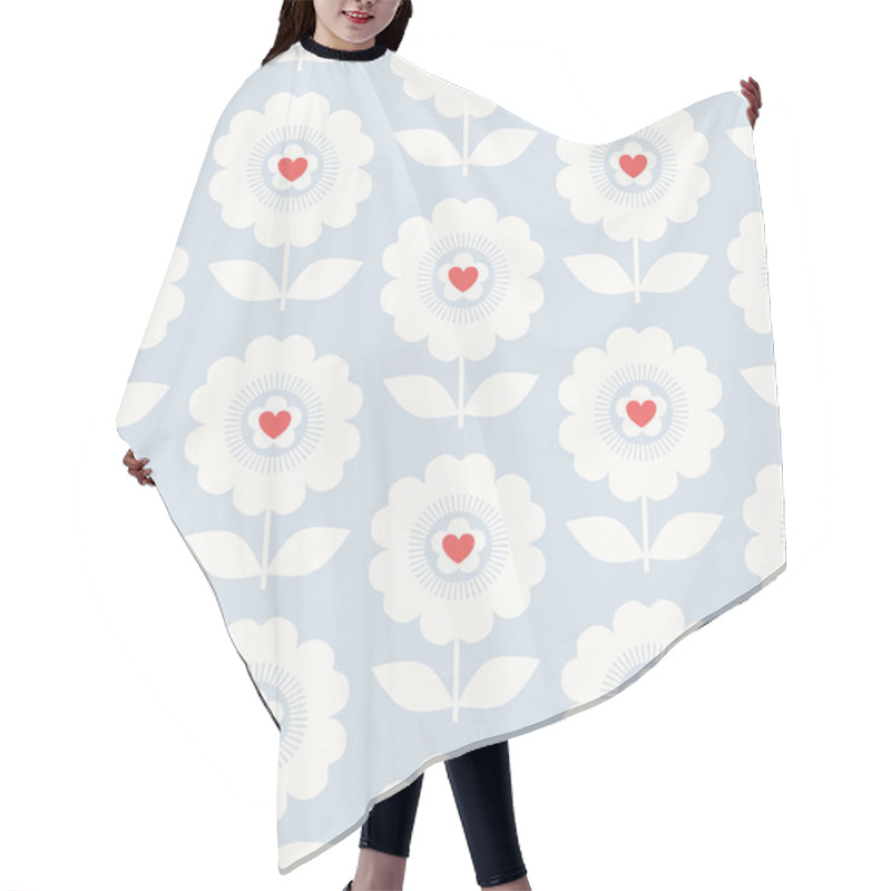 Personality  Seamless Floral Pattern With Hearts Hair Cutting Cape