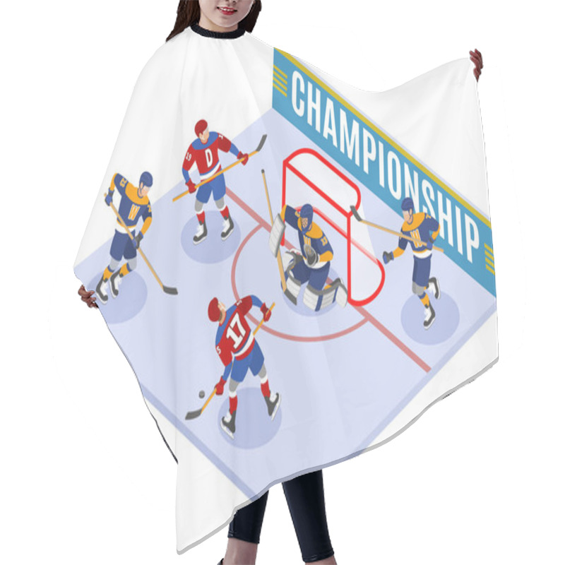 Personality  Hockey Championship Isometric Composition Hair Cutting Cape