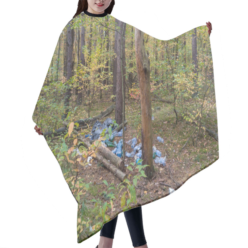 Personality  Plastic Waste Littering Forest Floor In Autumn Hair Cutting Cape