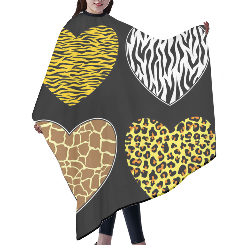 Personality  Hearts With Animal Print Hair Cutting Cape