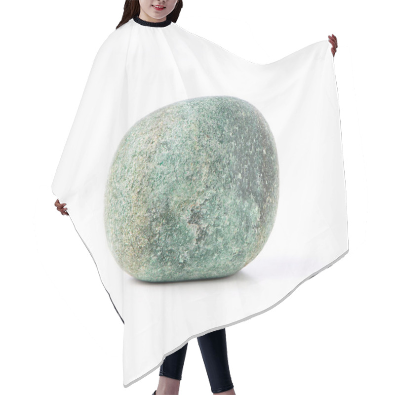 Personality  Macro View Of Green Aventurine Raw Stone Isolated On White Background. Colorful Rock With Esoteric And Healing Properties.  Hair Cutting Cape