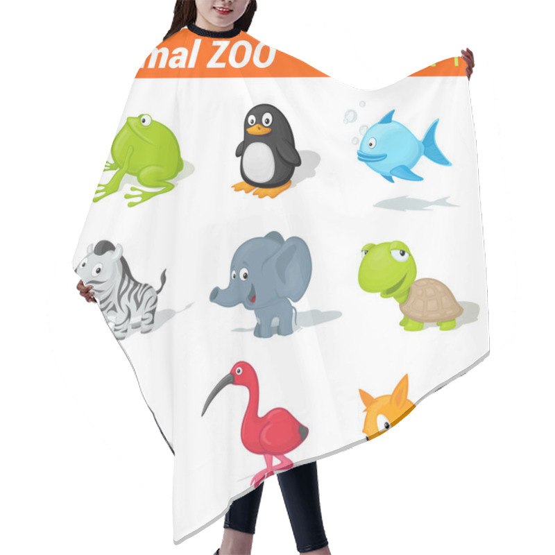 Personality  Funny Animals Icon Set. Hair Cutting Cape