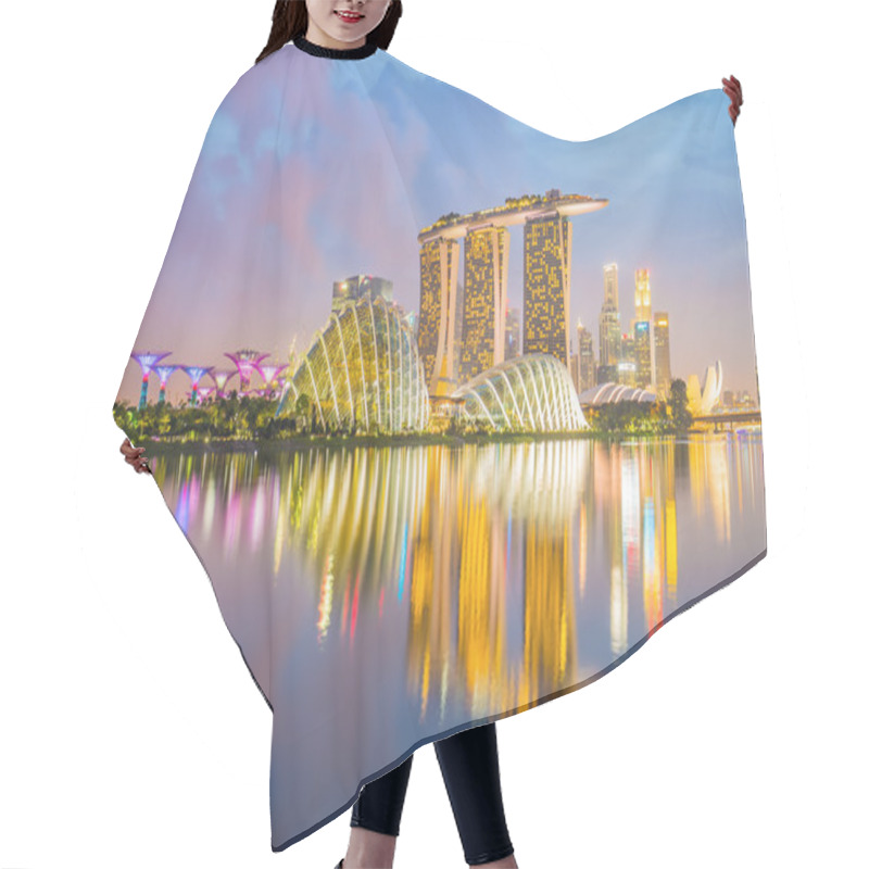 Personality  Singapore Skyline Cityscape At Night Hair Cutting Cape