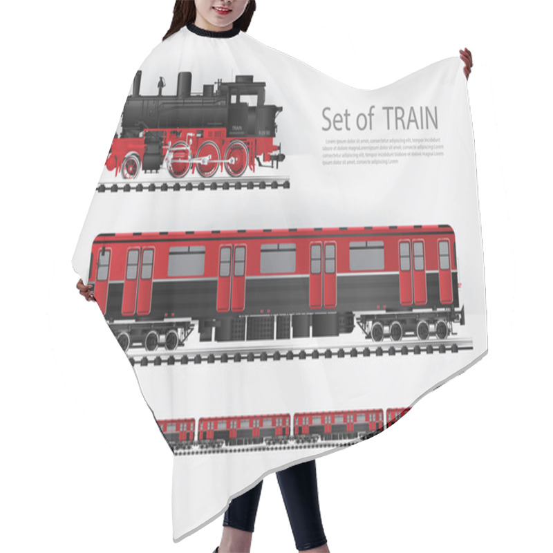 Personality  Cargo Train On A Rail Road Vector Illustration Hair Cutting Cape