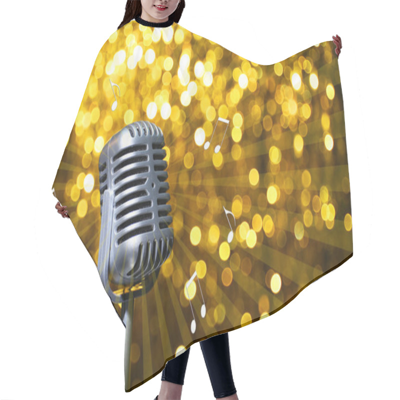 Personality  Silver Retro Microphone Hair Cutting Cape