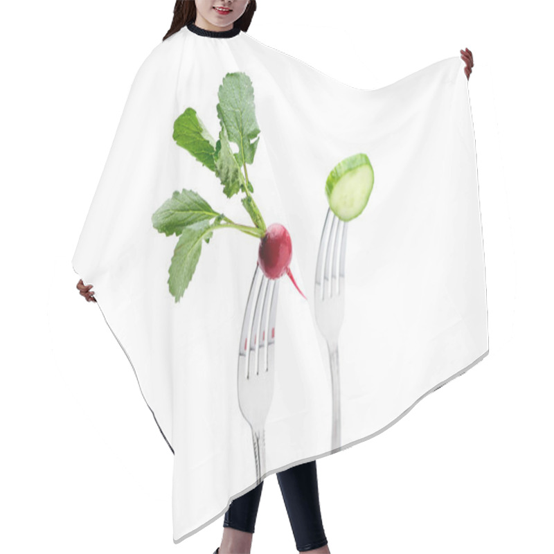 Personality  Fresh Vegetables On Forks Hair Cutting Cape