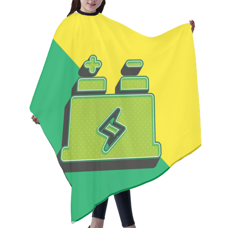 Personality  Battery Green And Yellow Modern 3d Vector Icon Logo Hair Cutting Cape