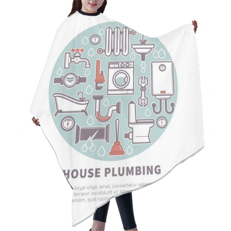 Personality  House Plumbing Round Banner Hair Cutting Cape