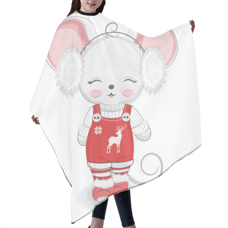 Personality  Happy New Year Little Mouse Girl Hair Cutting Cape